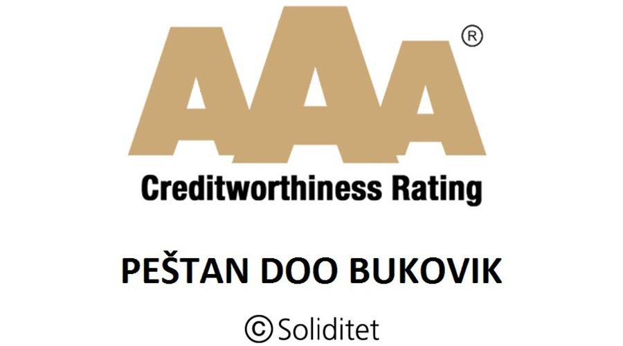 PESTAN公司贏得了卓越的黃金AAA信用等級證書